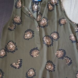 Alice Blue Olive and Black Floral Blouse